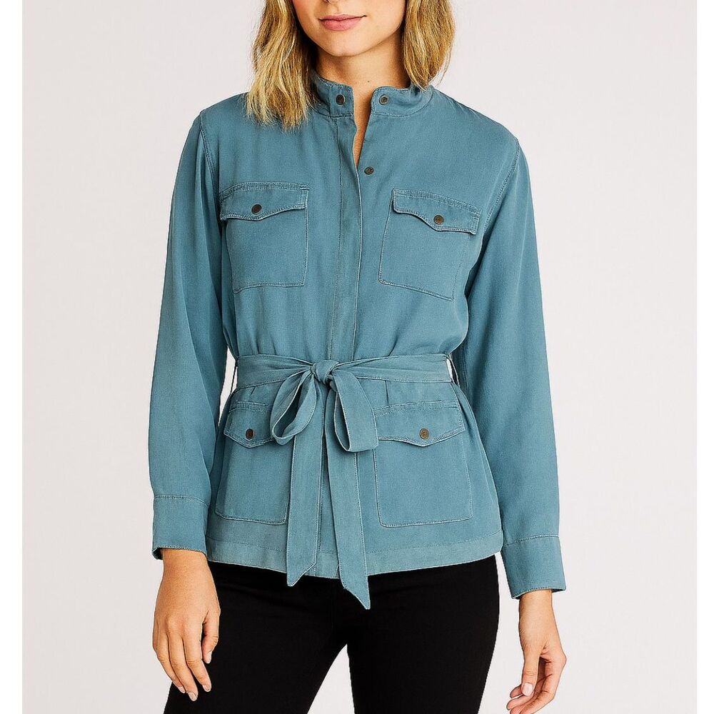 NWOT Revolve x Chaser Teal Acid Wash Lightweight Utility Shirt Shacket Small